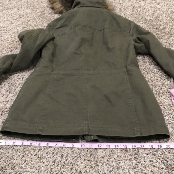 MICHAEL Michael Kors Military Jacket Size XSP XS Petite Army Green Fur Hooded - Picture 11 of 11